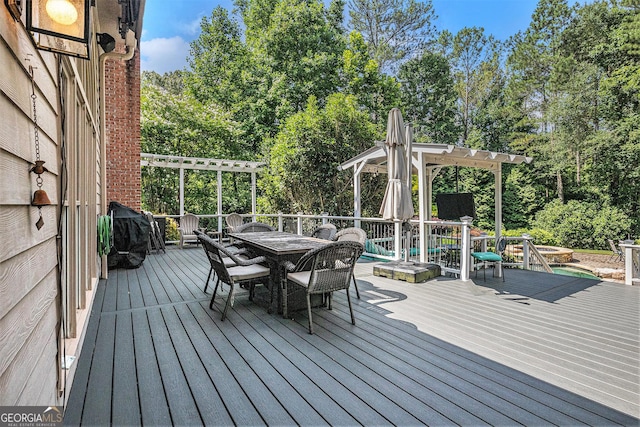 1155 Admiral Xing, Alpharetta, GA 30005 - wooden terrace with outdoor dining space, view of wooded area, and area for grilling