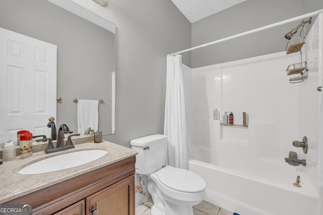 15 Bern Vis, Sautee Nacoochee, GA 30571 - bathroom featuring vanity, shower / bath combo with shower curtain, and tile patterned flooring