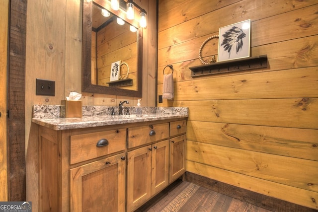 330 Serenity Ridge Ln, Mineral Bluff, GA 30559 - bathroom with wooden walls and vanity