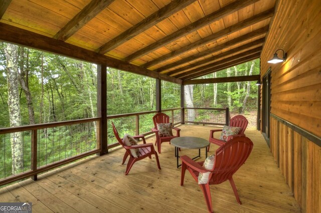 330 Serenity Ridge Ln, Mineral Bluff, GA 30559 - sunroom / solarium featuring healthy amount of natural light and a wooded view
