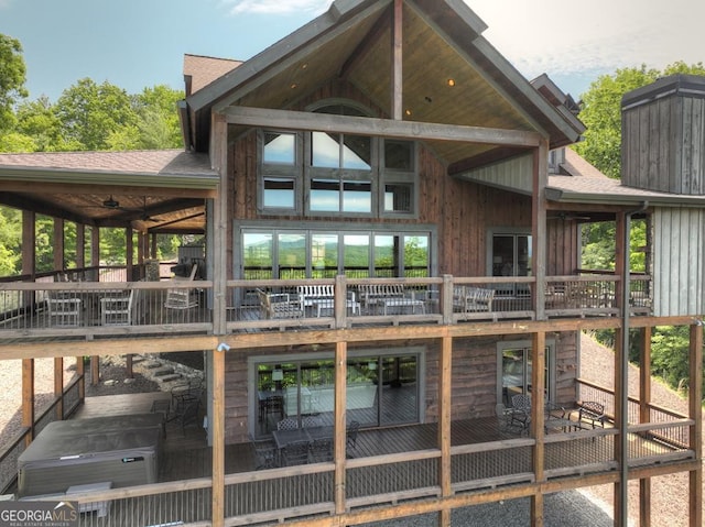 330 Serenity Ridge Ln, Mineral Bluff, GA 30559 - back of property featuring a wooden deck and a shingled roof