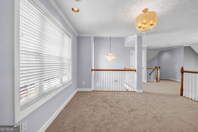 269 Legends Trce, Mcdonough, GA 30253 - unfurnished room featuring a chandelier, carpet flooring, and ornamental molding