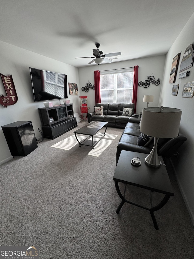 5257 Shorthorn Way, Powder Springs, GA 30127 - carpeted living area featuring ceiling fan