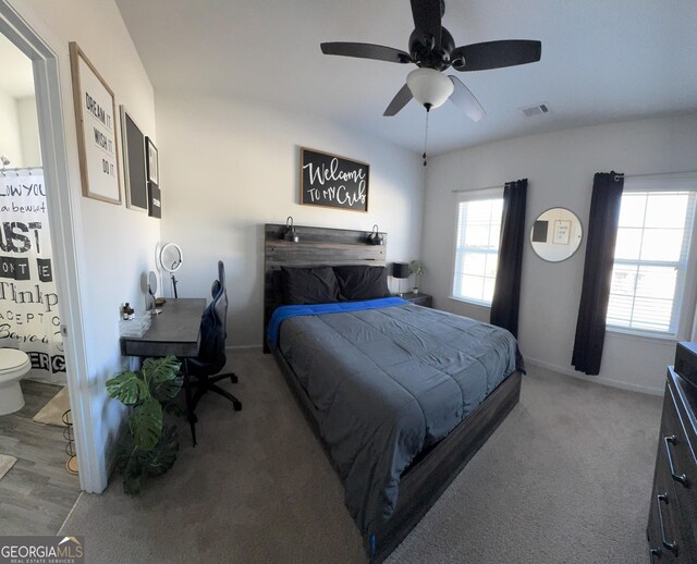 5257 Shorthorn Way, Powder Springs, GA 30127 - bedroom featuring ensuite bathroom and a ceiling fan