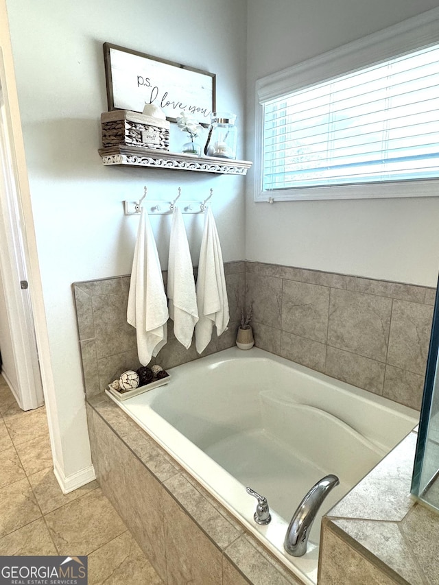 5257 Shorthorn Way, Powder Springs, GA 30127 - full bathroom with a garden tub and tile patterned floors