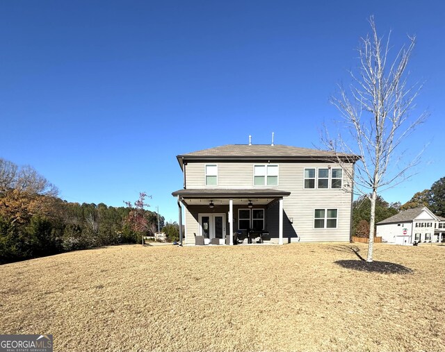 5257 Shorthorn Way, Powder Springs, GA 30127 - back of property with a ceiling fan and a patio area