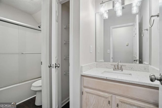 46 Highland Ct, Carrollton, GA 30116 - full bathroom featuring vanity, enclosed tub / shower combo, and a textured ceiling