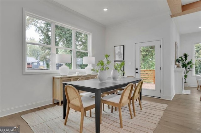 830 Gaston St SW, Atlanta, GA 30310 - dining room featuring light wood-style flooring, crown molding, and recessed lighting