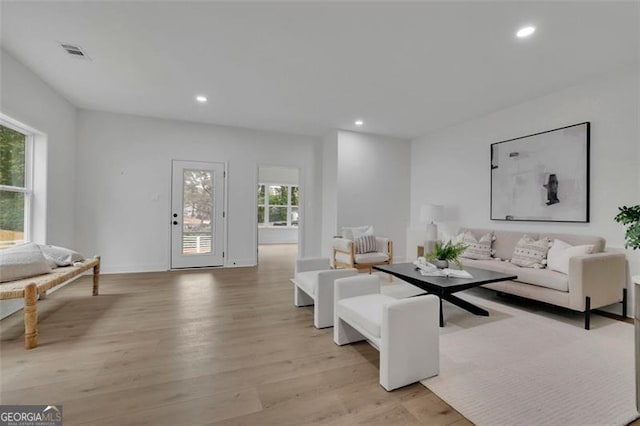 830 Gaston St SW, Atlanta, GA 30310 - living room featuring light wood-type flooring and recessed lighting