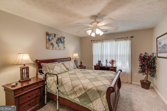 253 Lakeview Bend Cir, Jefferson, GA 30549 - bedroom featuring light carpet, a ceiling fan, and a textured ceiling