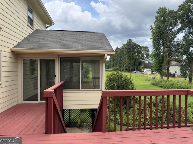 25 Darcee Ct, Lawrenceville, GA 30046 - wooden deck with a sunroom and a yard