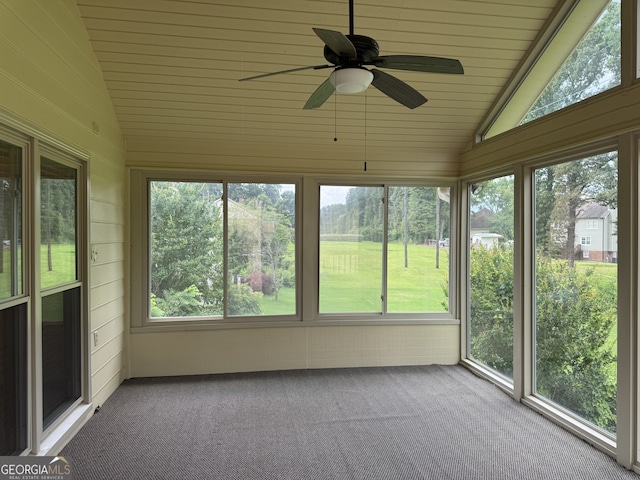 25 Darcee Ct, Lawrenceville, GA 30046 - unfurnished sunroom featuring vaulted ceiling, ceiling fan, and carpet