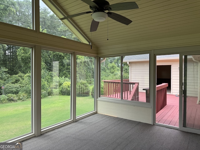 25 Darcee Ct, Lawrenceville, GA 30046 - unfurnished sunroom with a ceiling fan, lofted ceiling, and healthy amount of natural light