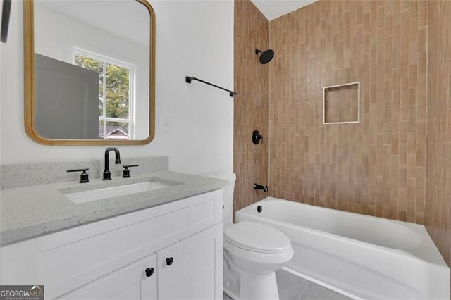 826 Gaston St SW, Atlanta, GA 30310 - bathroom with vanity,  shower combination, and tile patterned floors