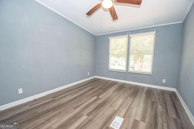 381 Jim Turner Rd, West Point, GA 31833 - unfurnished room featuring a ceiling fan, wood finished floors, and crown molding