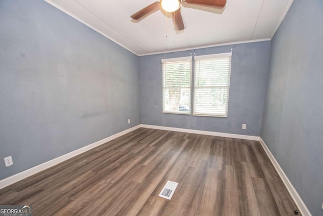381 Jim Turner Rd, West Point, GA 31833 - spare room featuring crown molding, a ceiling fan, and wood finished floors