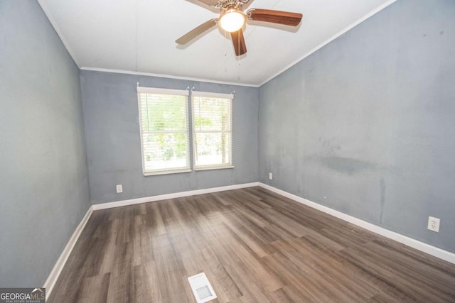 381 Jim Turner Rd, West Point, GA 31833 - spare room with wood finished floors, crown molding, and ceiling fan