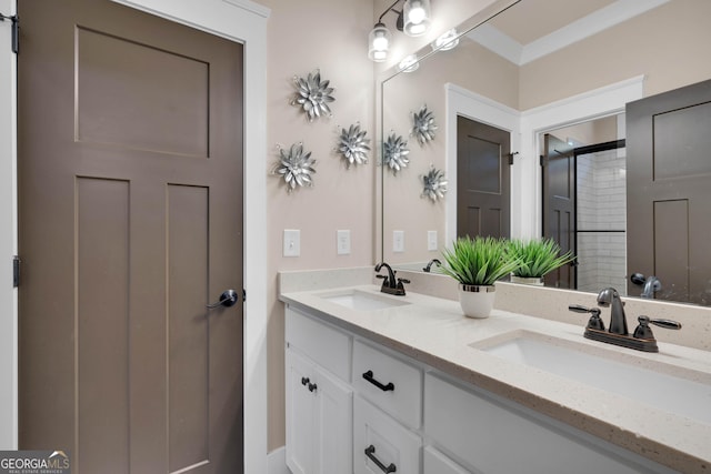 35 Cornish Creek Ln, Covington, GA 30014 - full bathroom featuring double vanity and a shower with door