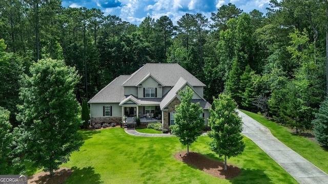 348 Willow Pointe Dr, Lagrange, GA 30240 - craftsman-style home featuring stone siding, a front lawn, and a porch