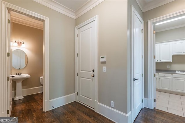 6186 Talmadge Run NW, Acworth, GA 30101 - corridor with wood finished floors and crown molding