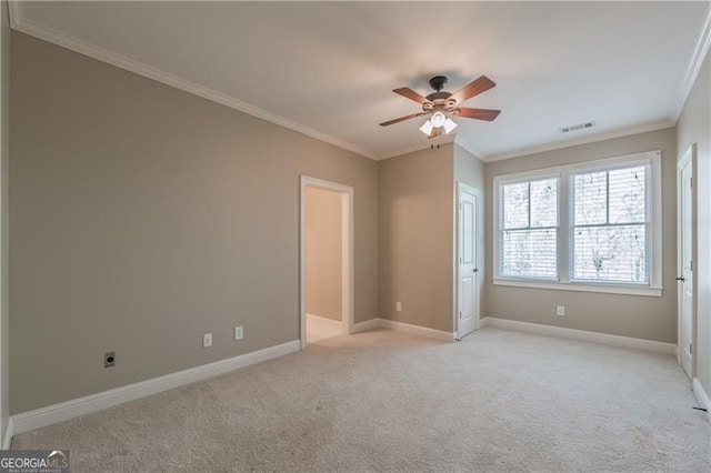 6186 Talmadge Run NW, Acworth, GA 30101 - unfurnished bedroom with light colored carpet, crown molding, and ceiling fan