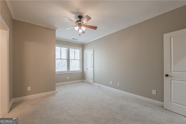 6186 Talmadge Run NW, Acworth, GA 30101 - empty room with ceiling fan, light colored carpet, and crown molding