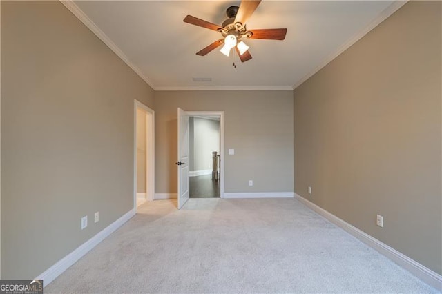 6186 Talmadge Run NW, Acworth, GA 30101 - unfurnished room featuring a ceiling fan, crown molding, and light colored carpet