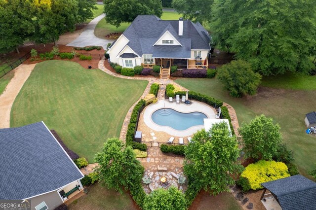 1421 Jack Malcom Rd, Madison, GA 30650 - view from above of property with a pool area