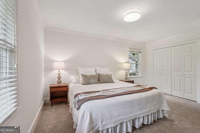 1501 Memory Ln SE, Smyrna, GA 30080 - bedroom featuring carpet flooring, crown molding, and a closet