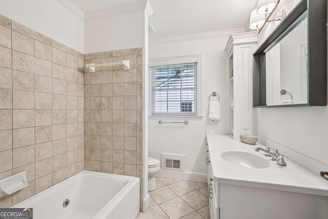 1501 Memory Ln SE, Smyrna, GA 30080 - bathroom with tile patterned flooring, vanity, crown molding, and bathtub / shower combination