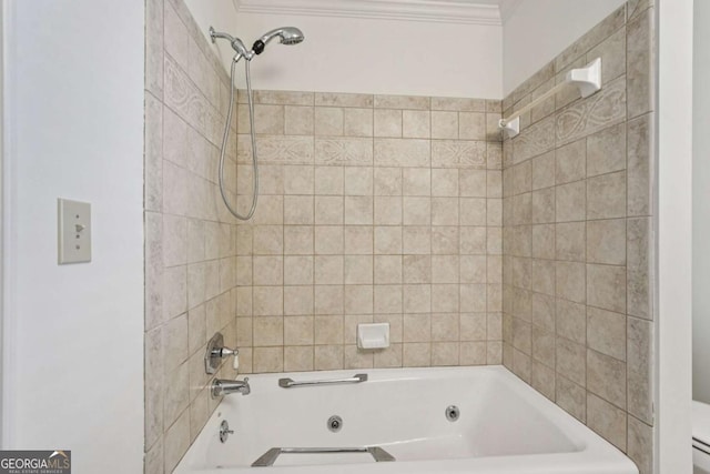 1501 Memory Ln SE, Smyrna, GA 30080 - full bathroom with crown molding and a combined bath / shower with jetted tub
