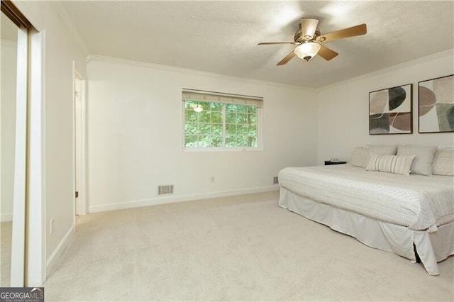 9685 Cone Ct, Roswell, GA 30075 - bedroom with crown molding, carpet floors, and a ceiling fan