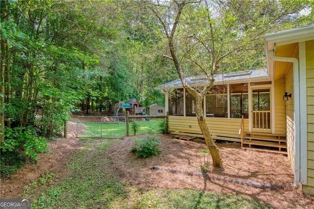9685 Cone Ct, Roswell, GA 30075 - view of yard with a sunroom