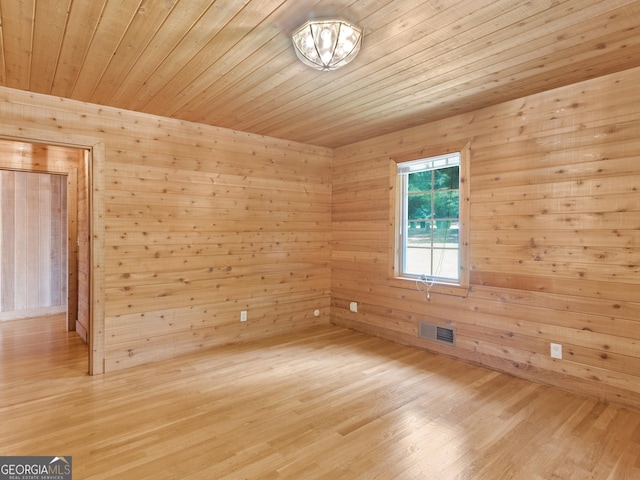 210 Roberts Point Rd, Jackson, GA 30233 - empty room featuring wood ceiling, wooden walls, and light wood-style flooring