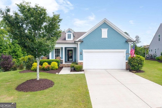 7430 Ramsgate Ct, Cumming, GA 30040 - view of front of house featuring driveway, a front yard, a garage, and covered porch