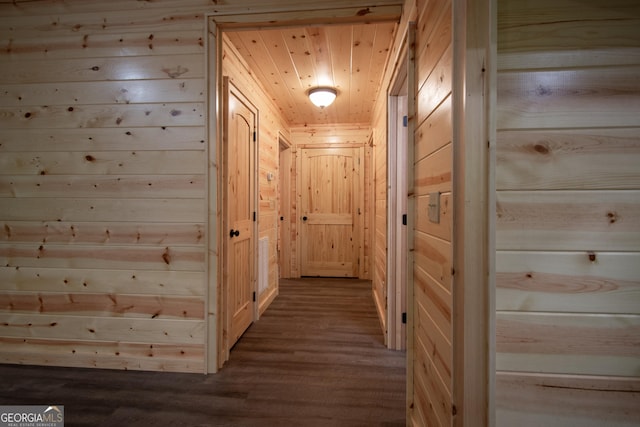155 Stonecrest Ln, Murphy, NC 28906 - corridor with dark wood finished floors and wooden walls