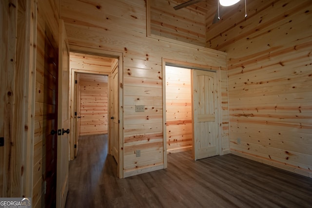 155 Stonecrest Ln, Murphy, NC 28906 - unfurnished room featuring wood walls, dark wood-style flooring, and ceiling fan