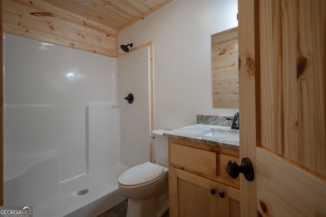 155 Stonecrest Ln, Murphy, NC 28906 - full bathroom featuring wooden ceiling, vanity, and a shower