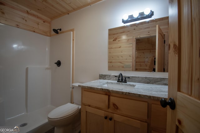 155 Stonecrest Ln, Murphy, NC 28906 - bathroom featuring vanity, a shower, and wood ceiling