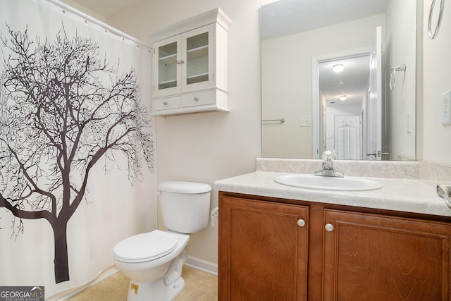 40 Browning Dr, Covington, GA 30016 - full bathroom with vanity, tile patterned floors, and a shower with shower curtain