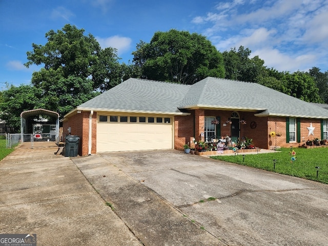 115 Settlers Trl, Warner Robins, GA 31088 - ranch-style house featuring concrete driveway, brick siding, a garage, and a detached carport