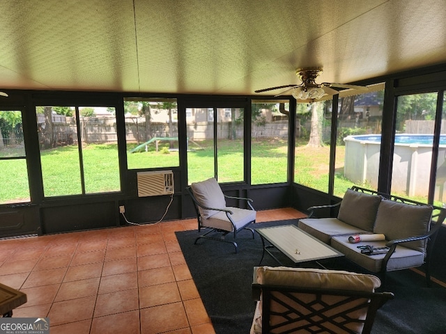 115 Settlers Trl, Warner Robins, GA 31088 - sunroom featuring an outdoor living space and a ceiling fan