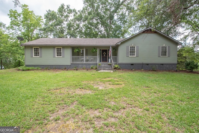 50 Judy Ct, Molena, GA 30258 - ranch-style home featuring crawl space, a porch, and a front yard