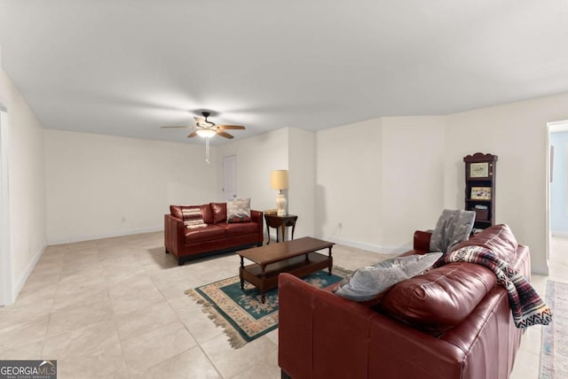 6460 Valley Crossing Way, Cumming, GA 30028 - living room featuring ceiling fan and light tile patterned floors