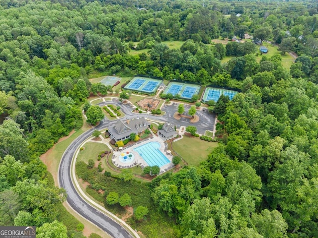 6460 Valley Crossing Way, Cumming, GA 30028 - aerial view of property's location with a pool and a forest