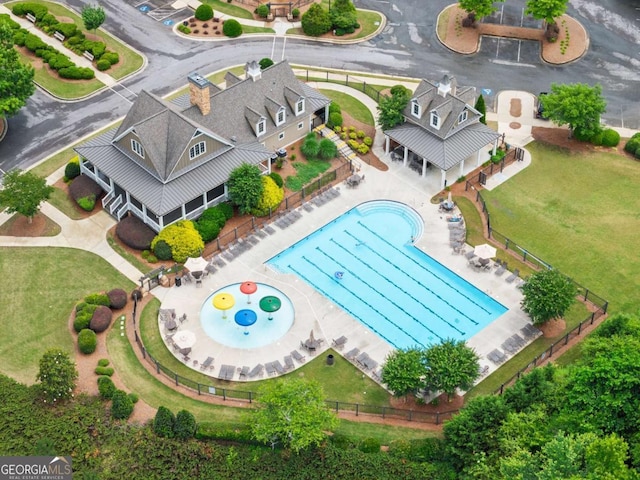 6460 Valley Crossing Way, Cumming, GA 30028 - drone / aerial view of a pool