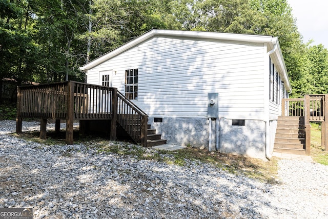 179 Autumnwood Way, Cleveland, GA 30528 - rear view of property with stairs, a deck, and crawl space