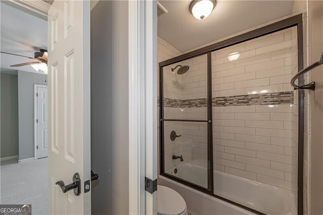 660 Glendalough Ct, Alpharetta, GA 30004 - full bathroom with combined bath / shower with glass door and ceiling fan