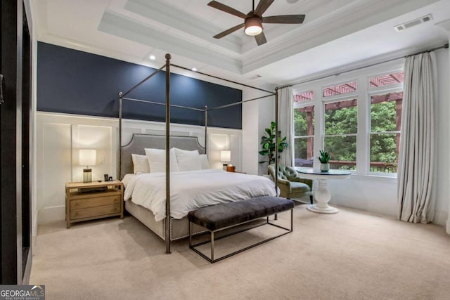 3467 Brookleigh Ln NE, Atlanta, GA 30319 - bedroom featuring a tray ceiling, carpet, and ornamental molding