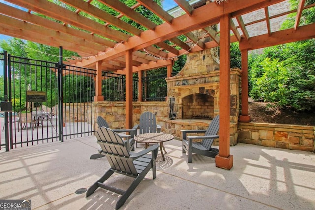 3467 Brookleigh Ln NE, Atlanta, GA 30319 - view of patio with an outdoor stone fireplace